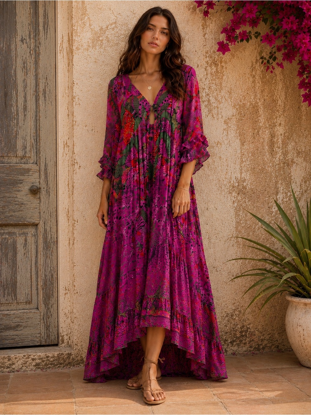 Anthropologie Farm Rio Cool Leopards Maxi Dress